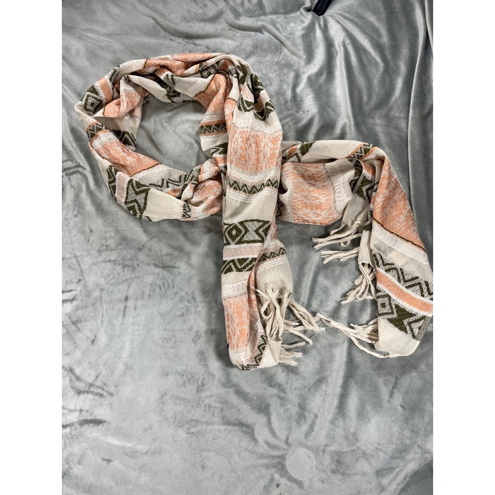 Bohemian Style Oversized Blanket Peach Cream‎ Scarf Stripes Western Geometric